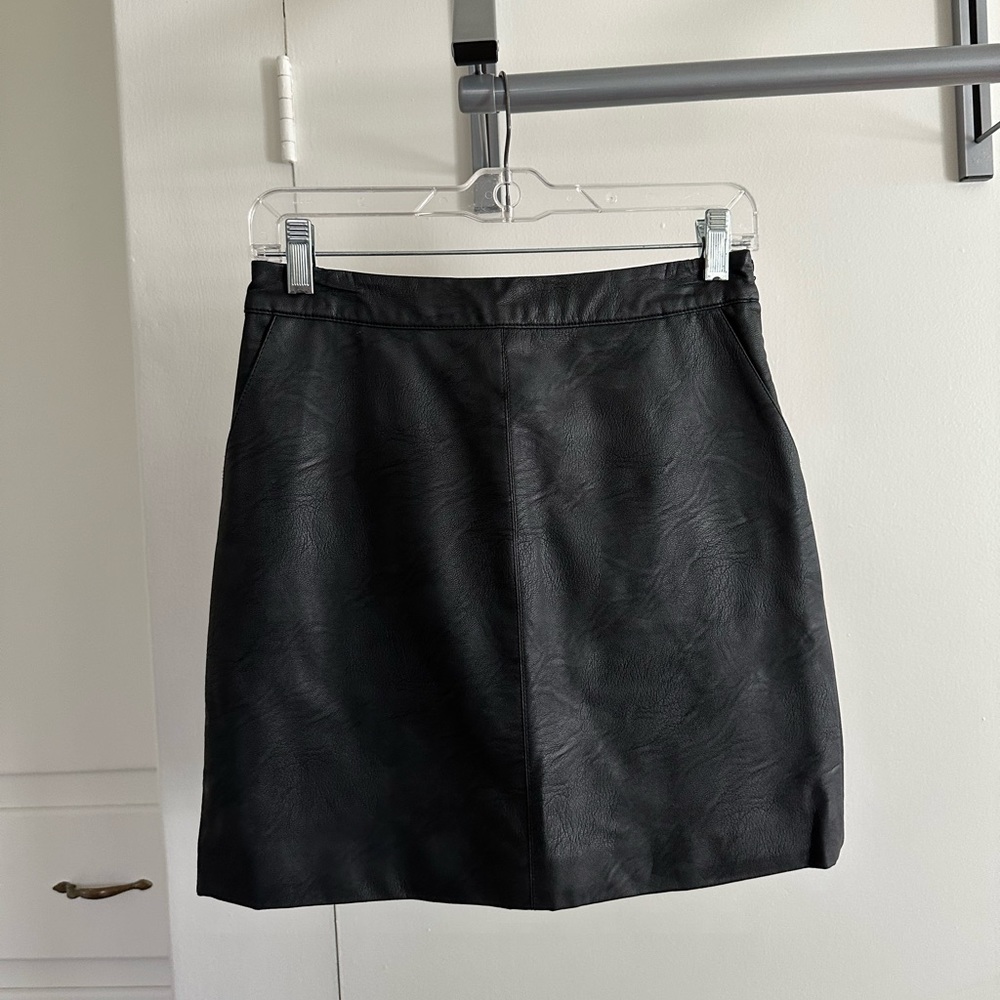 Topshop Black Leather Mini Skirt